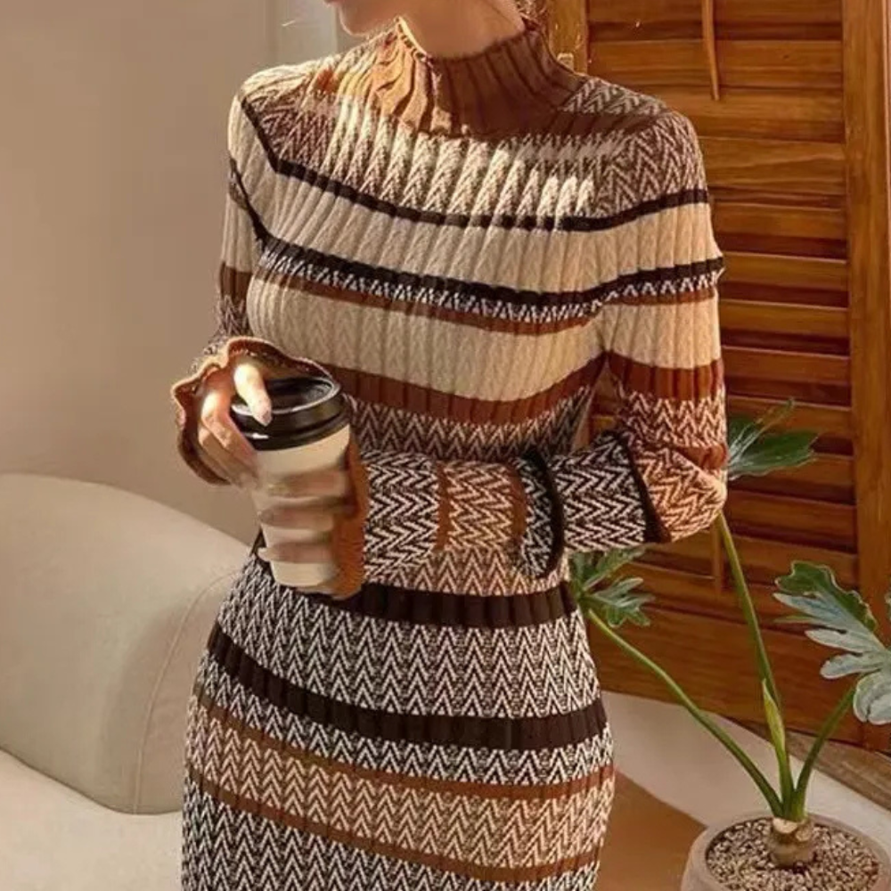 Vestido maxi mujer de plumeti mangas largas