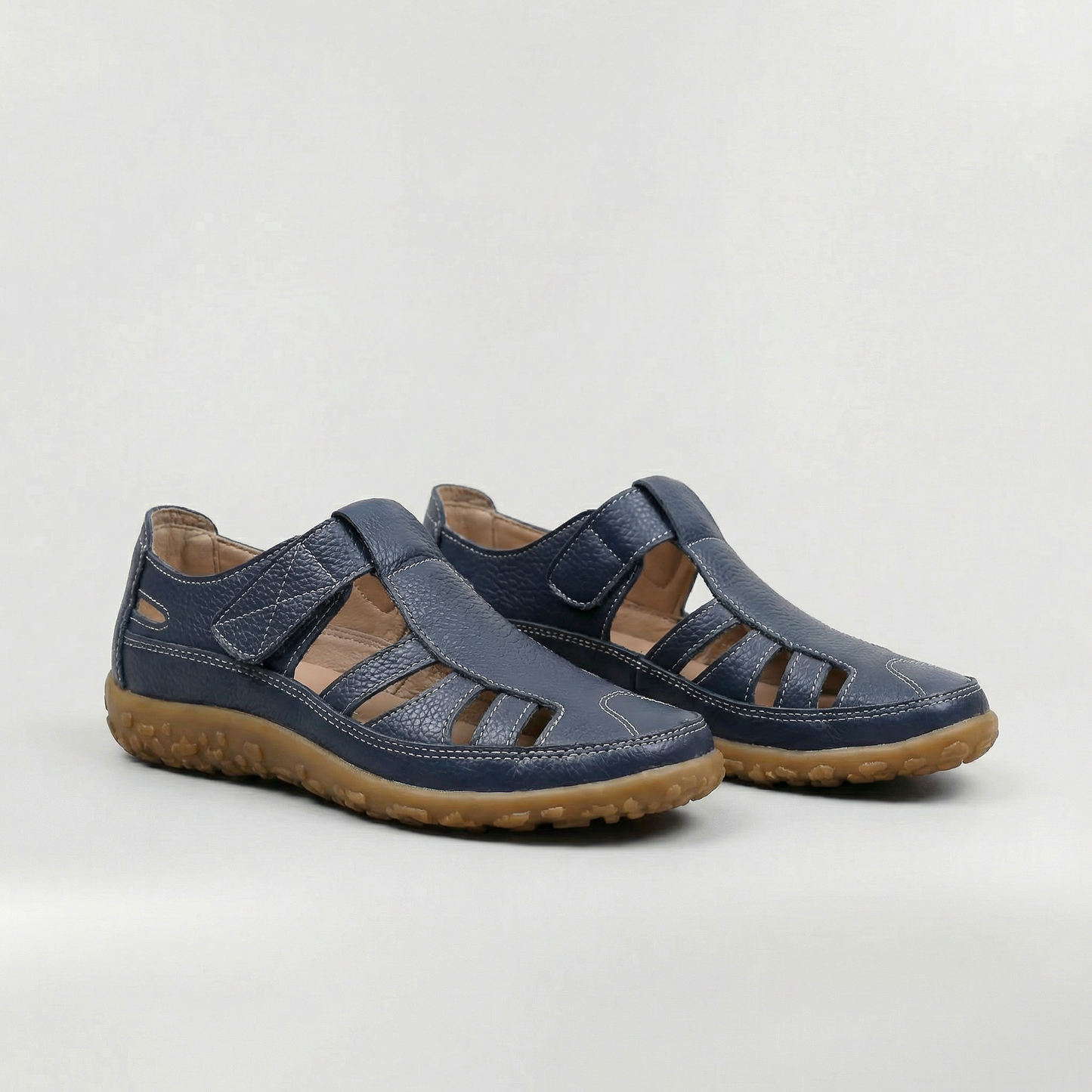 Sandalias Mujer de Cuero Cerradas con Tira Ajustable