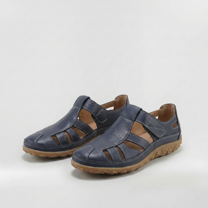 Sandalias Cerradas Mujer de Cuero con Tiras Suela Confortable