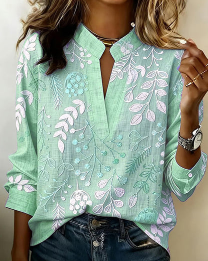 Blusa mujer ligera cuello en V floral verano