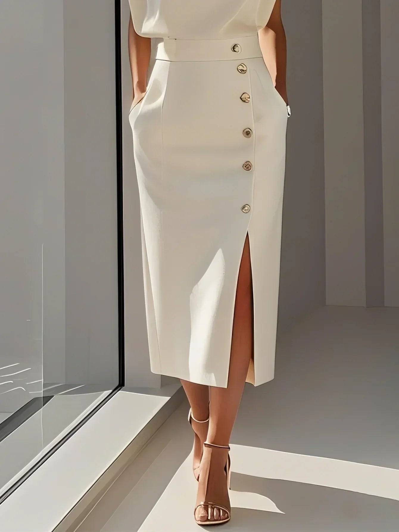 Vestido midi mujer con estilo atemporal y corte elegante