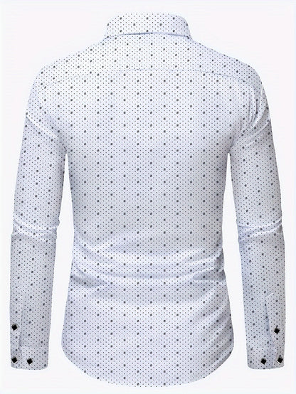 Camisa Hombre Microdibujo Slim Fit Manga Larga