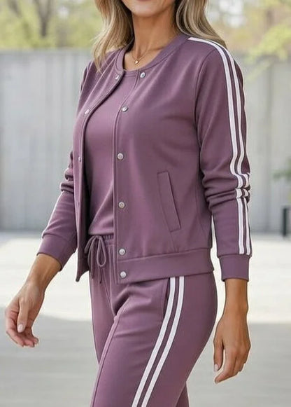 Conjunto sport mujer chaqueta y pantalón rayas elegante