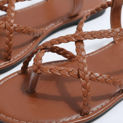 Sandalias Planas Mujer Tiras Trenzadas Diseño Cruzado