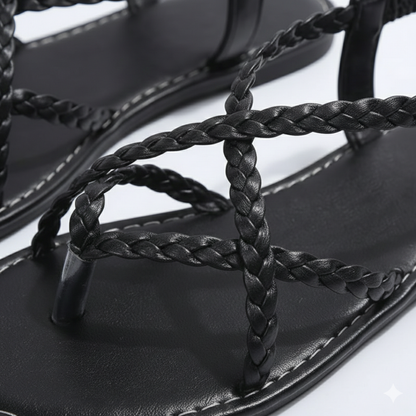 Sandalias Planas Mujer Tiras Trenzadas Diseño Cruzado