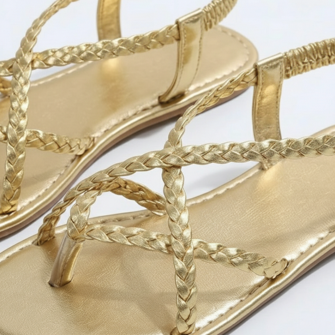 Sandalias Planas Mujer Tiras Trenzadas Diseño Cruzado