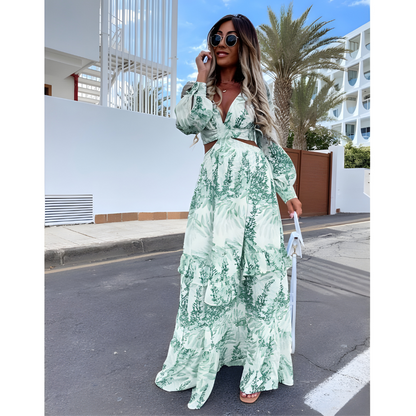 Vestido Largo Mujer de Verano Cut Out Escote en V