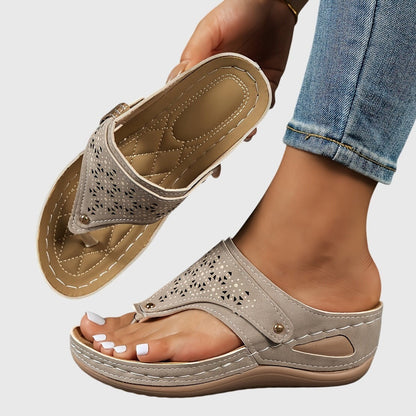 Sandalias Planas Mujer con Calado Geométrico Plataforma