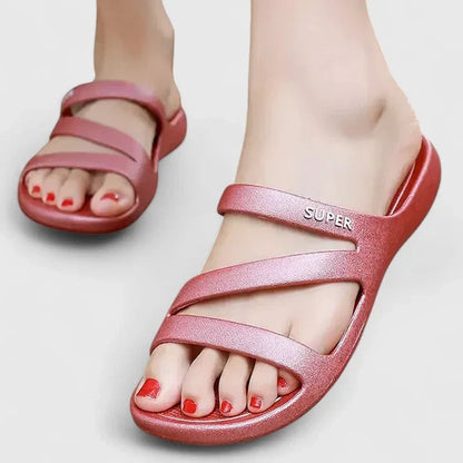 Sandalias Planas Mujer Tipo Mules Tiras Cruzadas