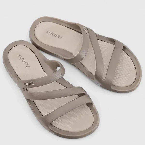 Sandalias Planas Mujer Tipo Mules Tiras Cruzadas