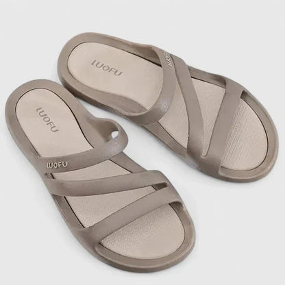 Sandalias Planas Mujer Tipo Mules Tiras Cruzadas