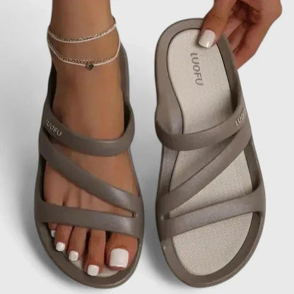 Sandalias Planas Mujer Tipo Mules Tiras Cruzadas