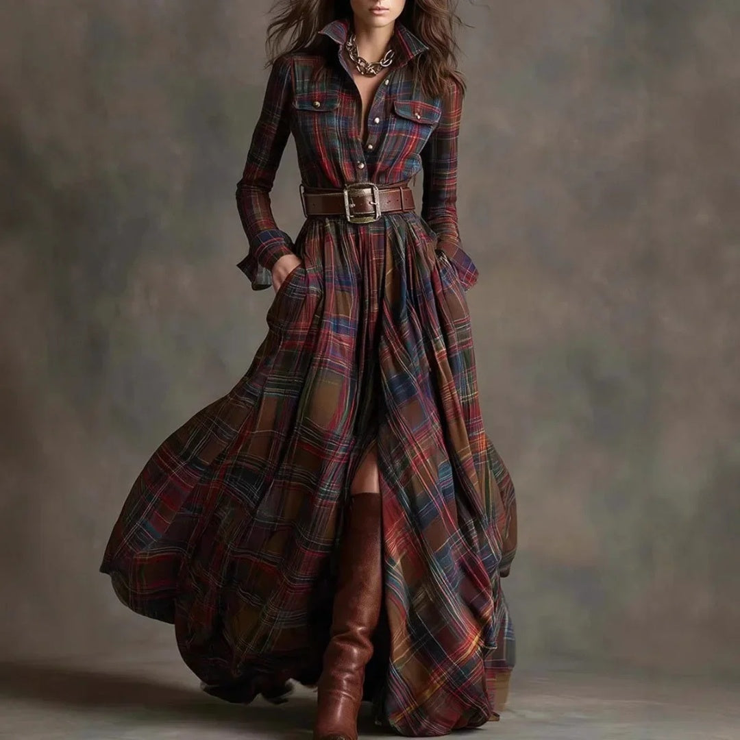 Vestido Largo Mujer Camisero de Algodón con Cinturón - Mavetta