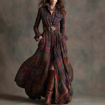 Vestido Largo Mujer Camisero de Algodón con Cinturón - Mavetta