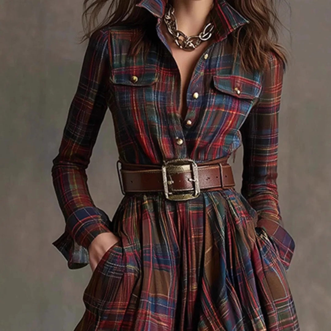 Vestido Largo Mujer Camisero de Algodón con Cinturón