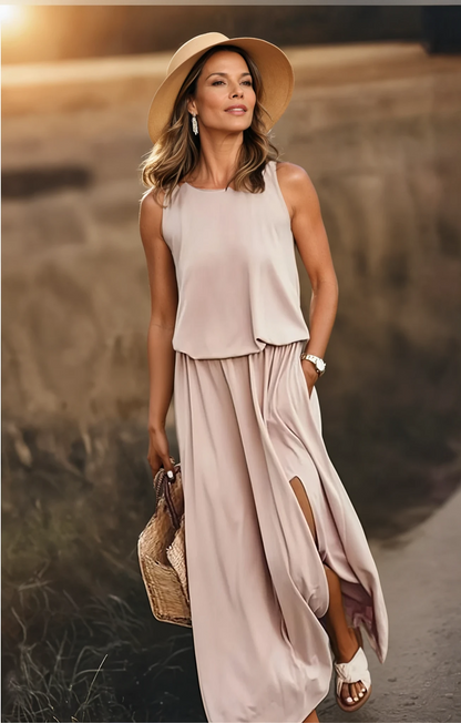 Vestido Largo Mujer Tirantes Abertura Lateral Verano