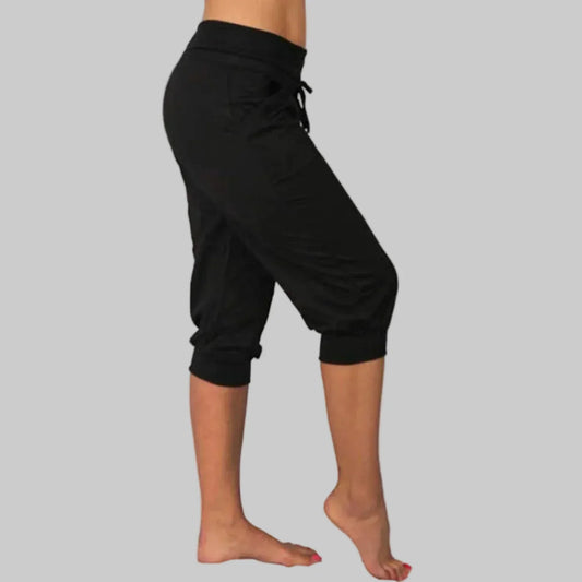 Pantalones Capri Mujer Algodón Cintura Elástica Cordón Ajustable - Mavetta