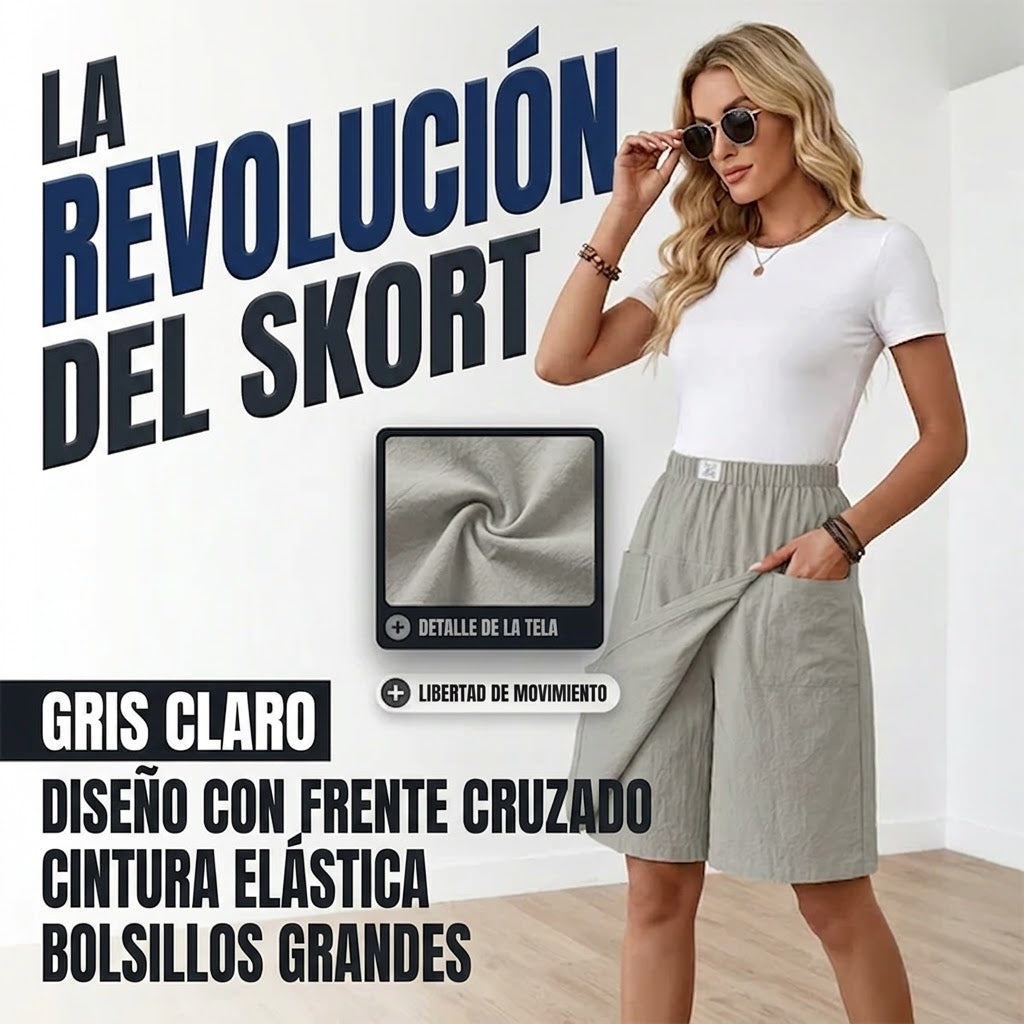 Falda Pantalón Mujer Casual Cintura Elástica