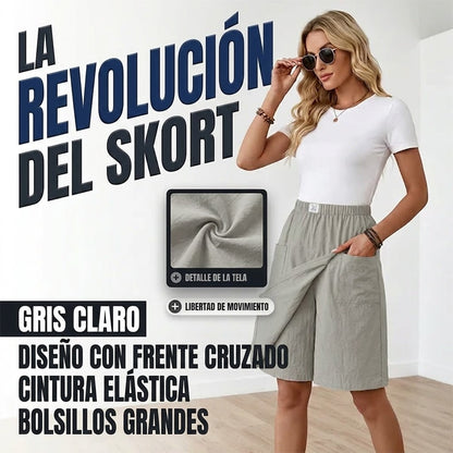 Falda Pantalón Mujer Casual Cintura Elástica