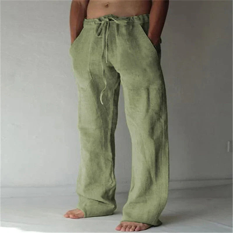 Pantalón hombre de algodón corte amplio cintura elástica