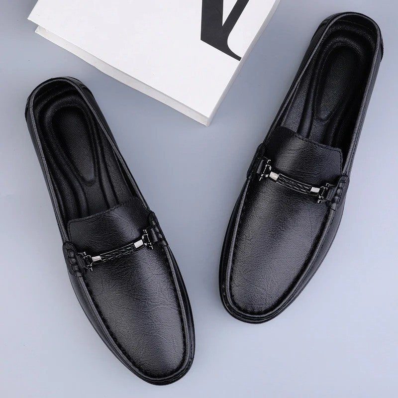 Mocasines Hombre de Cuero Genuino Estilo Conducción Suela Goma Slip-On