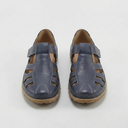 Sandalias Cerradas Mujer de Cuero con Tiras Suela Confortable
