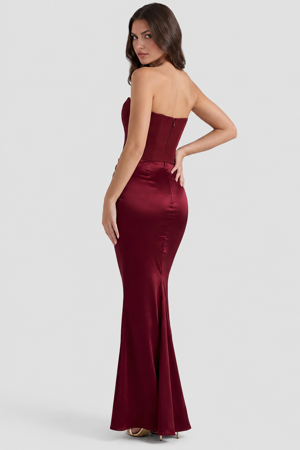 Vestido largo mujer con corsé estructurado