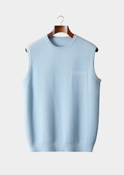 Chaleco Hombre Lana Merino Punto Cuello Redondo Jacquard