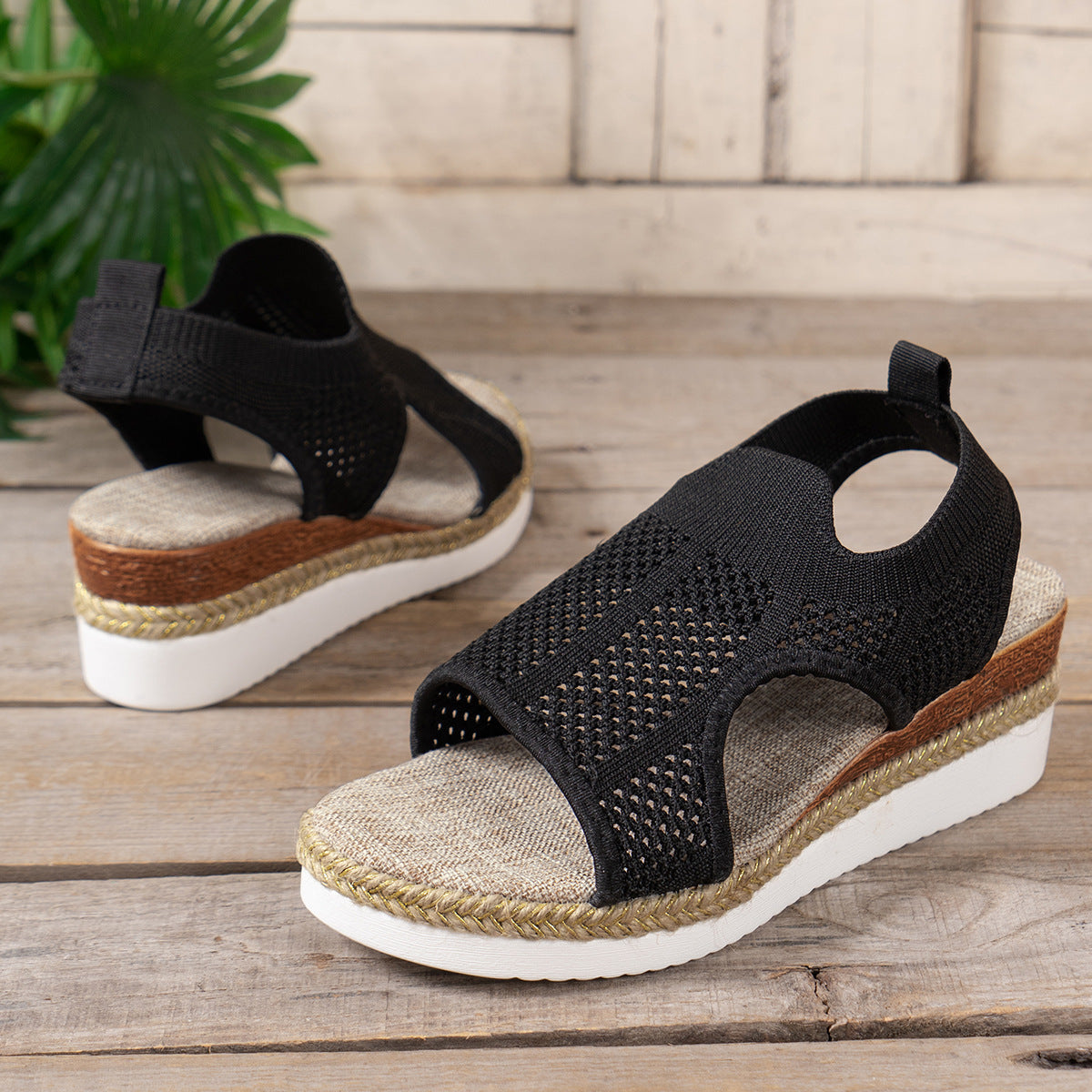 Sandalias Mujer Cuña Malla Transpirable Diseño Veraniego