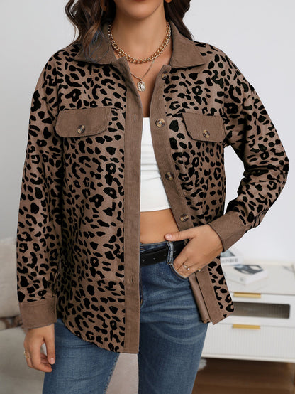 Abrigo Mujer Estampado Animal Corte Recto