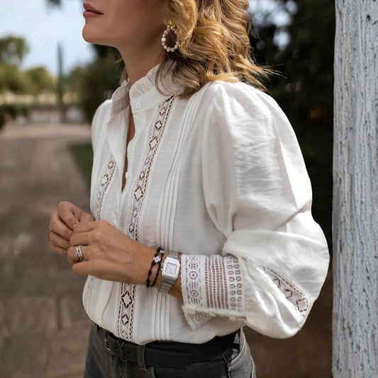 Blusa Mujer de Encaje Cuello Alzado - Mavetta