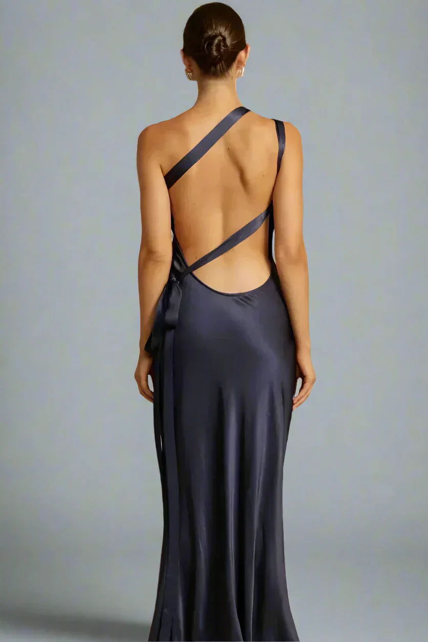 Vestido Gala Mujer Poliéster Diseño Un Solo Hombro