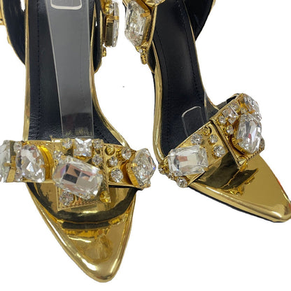 Sandalias Mujer Tacón Fino con Pedrería Descubierta Elegante