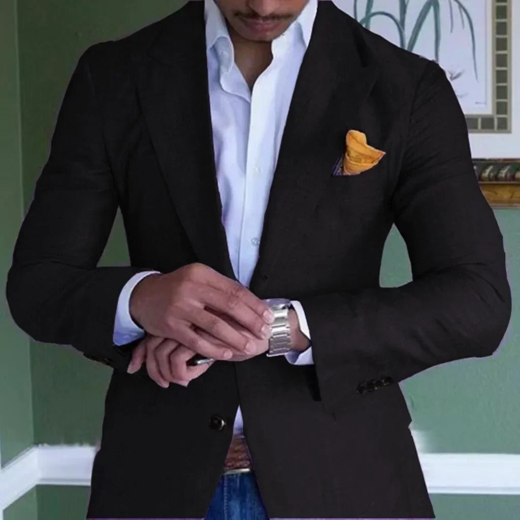 Chaqueta de Traje de Lino Hombre Solapa Clásica