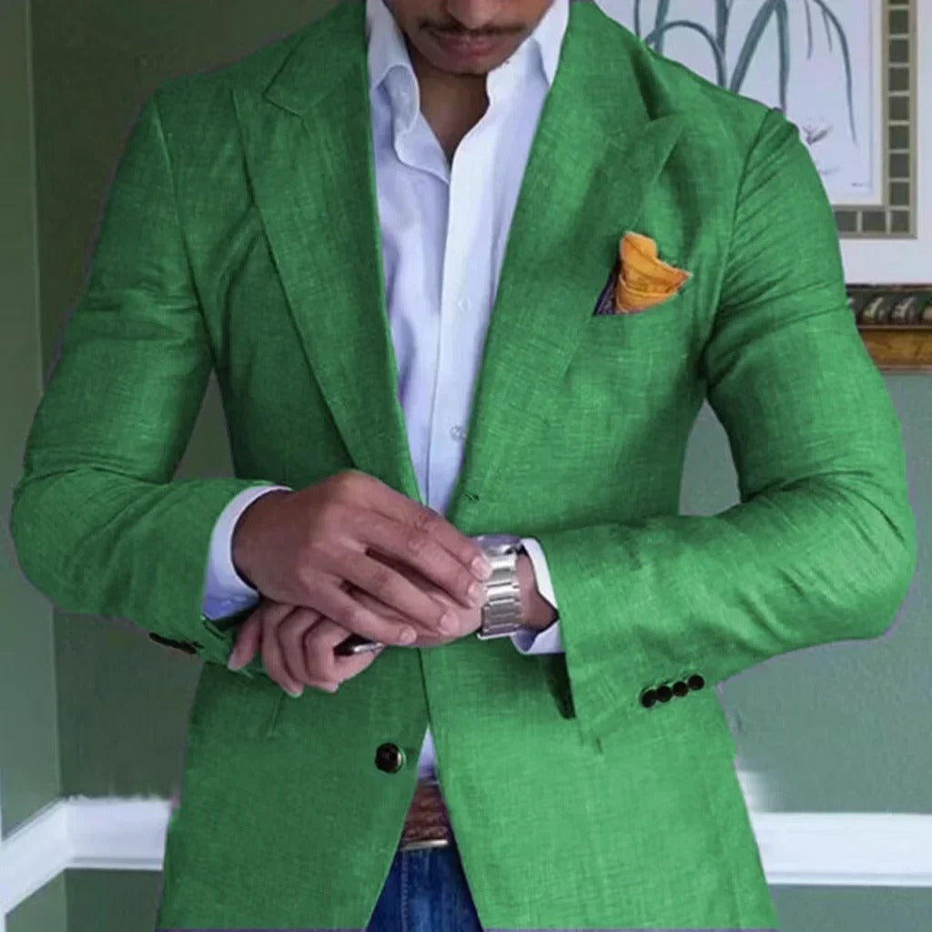 Chaqueta de Traje de Lino Hombre Solapa Clásica