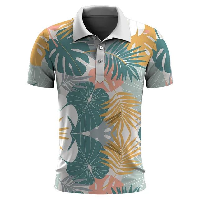 Polo hombre Algodón Estampado Tropical Ajuste Moderno