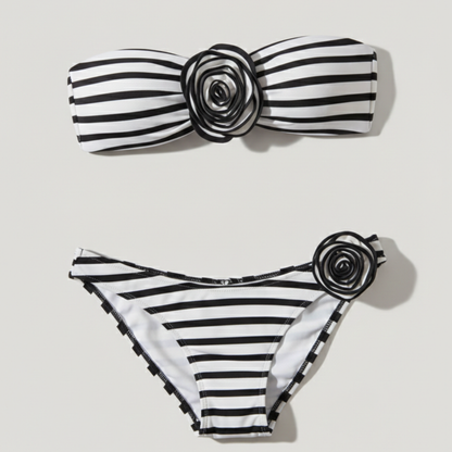 Bikini Mujer Bandeau Sin Tirantes con Apliques Florales
