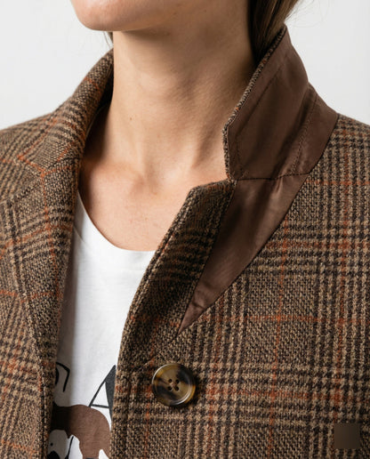 Blazer Mujer Estructurado Botón Tela Cuadros