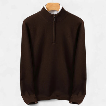 Suéter Hombre Lana Merino Media Cremallera Cuello Semi Alto