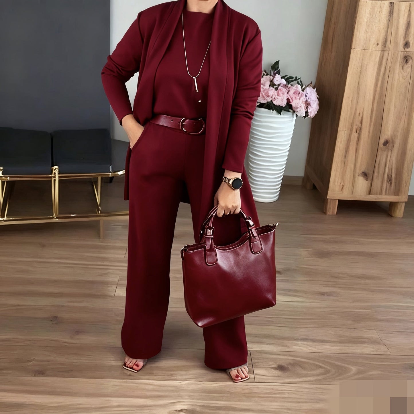 Conjunto Deportivo Mujer Cárdigan Largo y Pantalón