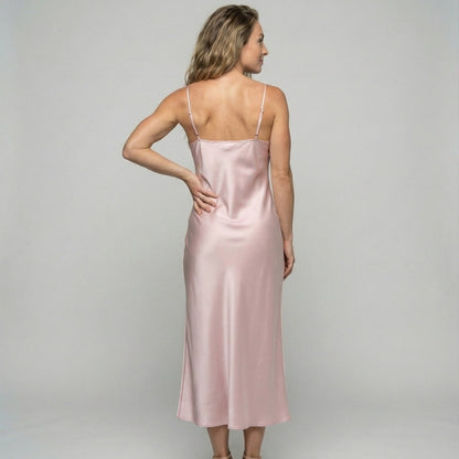 Vestido Largo Mujer Satén Tirantes Lencero