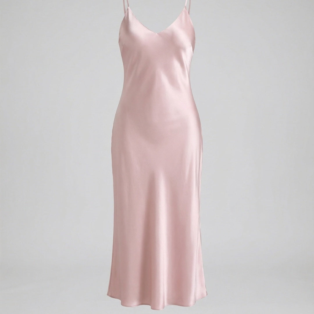 Vestido Largo Mujer Satén Tirantes Lencero
