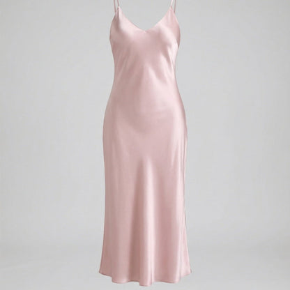Vestido Largo Mujer Satén Tirantes Lencero