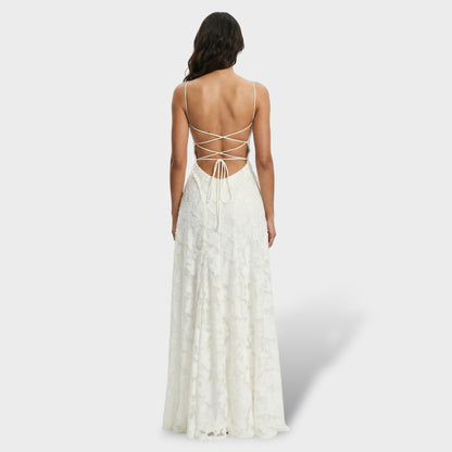 Vestido Largo Mujer de Encaje Fiesta Espalda Descubierta