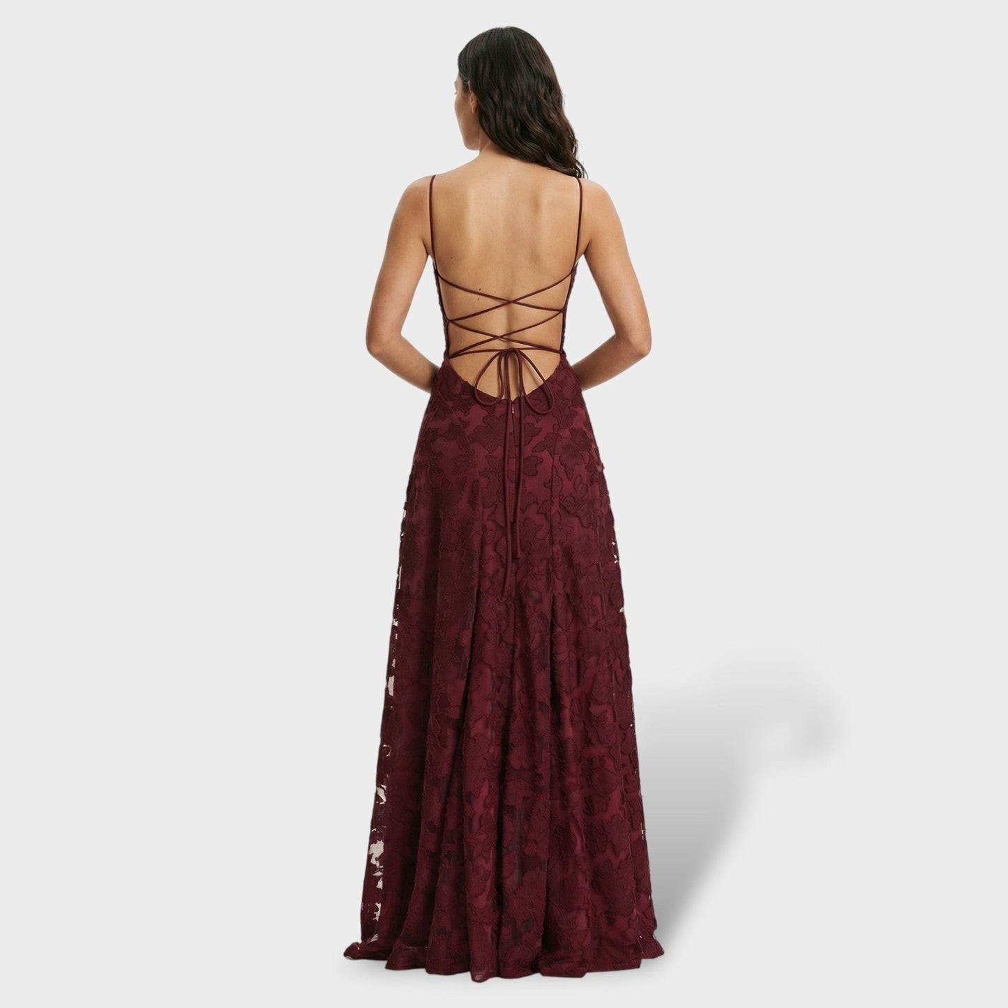 Vestido Largo Mujer de Encaje Fiesta Espalda Descubierta