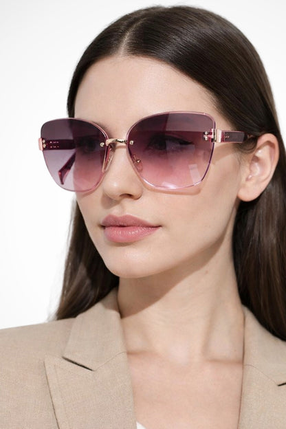Gafas de sol mujer sin montura estilo gato lente degradada
