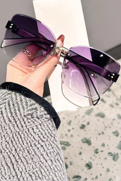 Gafas de sol mujer sin montura estilo gato lente degradada