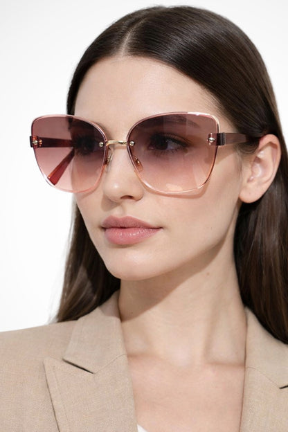 Gafas de sol mujer sin montura estilo gato lente degradada