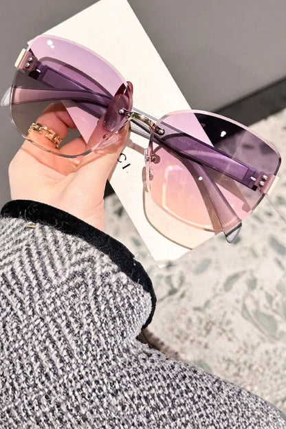 Gafas de sol mujer sin montura estilo gato lente degradada