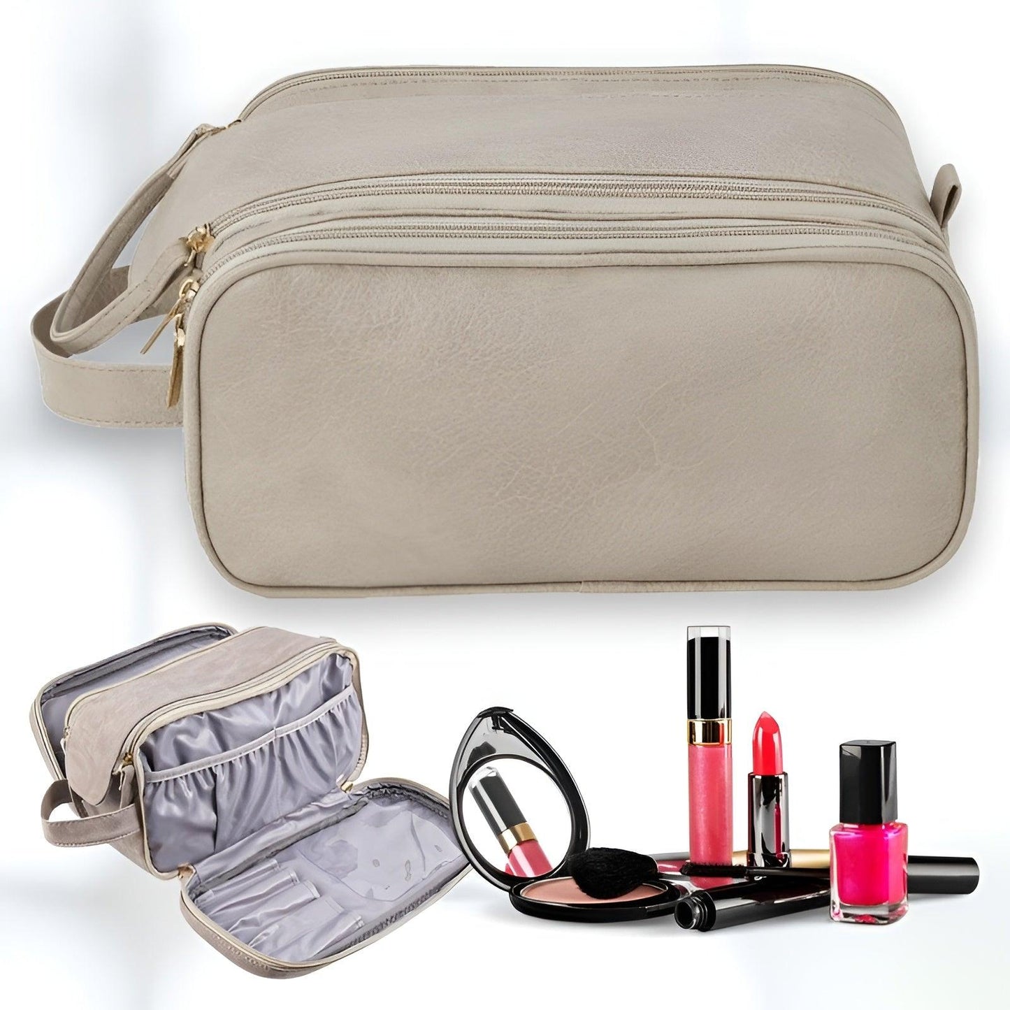 Organizador maquillaje unisex doble cremallera compartimentos - Mavetta